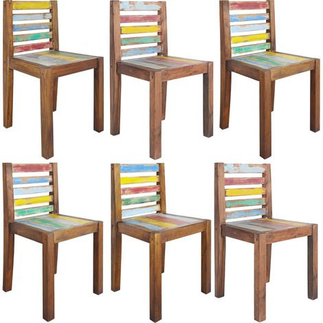 Lot de 6 Chaises de salle à manger - Chaises à dîner Bois de récupération solide BV786786 - BonneVie (1/5)