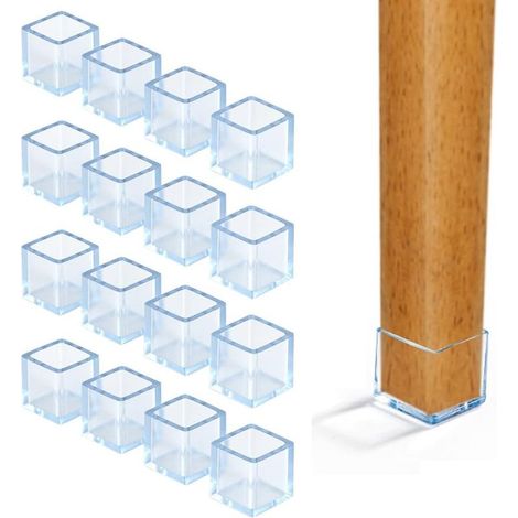 Lot de 16 Protections de Sol Carrées en Silicone pour Pieds de Chaise, 20 x 20 mm Protection Pied de Chaise Carré, Protege Pied de Table (1/5)