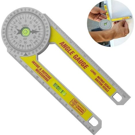 Goniometro in plastica da 7 pollici, misuratore di angoli, righello angolare fai da te, misuratore di angoli a 360 gradi (1/4)
