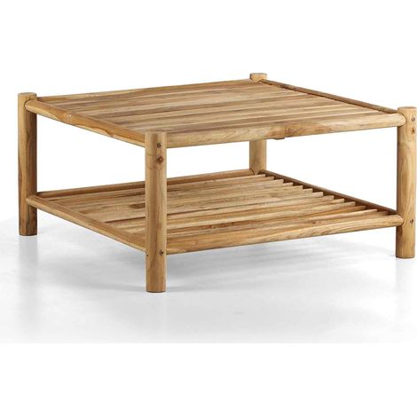 Tavolino basso da giardino quadrato 90x90cm in teak - Shein (1/4)