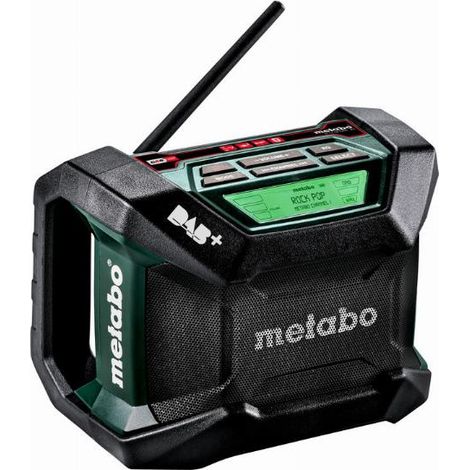 Metabo – Radio de chantier sans fil DAB+ Bluetooth – Résistant aux éclaboussures – Fonctionne sur secteur ou avec batteries 12-18V