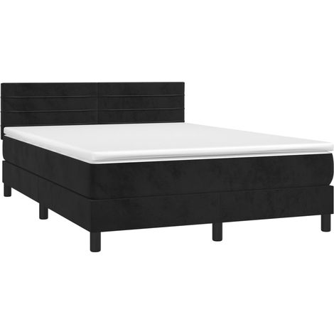 vidaXL Sommier à lattes de lit avec matelas Noir 140x190 cm Velours