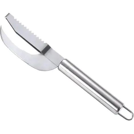 Acier inoxydable 3 en 1 couteau à écailles de poisson couper/gratter/creuser couteau à gueule grattoir éplucheurs en dents de scie grattage désossage filetage style A (1/4)