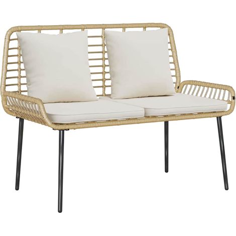 Maison Exclusive - Gartenbank Braun und Creme Poly-Rattan