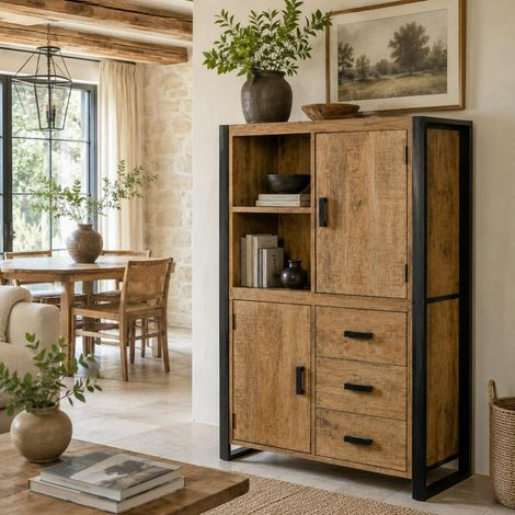 Buffet haut bois métal 2 portes KARGO (1/5)