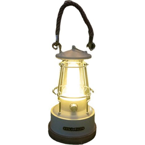 Lampe de camping LED rechargeable vintage portable design rétro éclairage doux idéal pour tente extérieur (1/4)