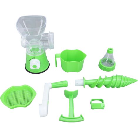 Spremiagrumi manuale, pratico, facile da pulire, con meccanismo a manovella, per uso domestico, colore verde. (1/5)