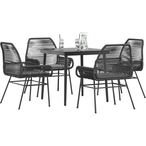 vidaXL Juego de comedor jardín 5 piezas cojines ratán sintético negro (1/5)