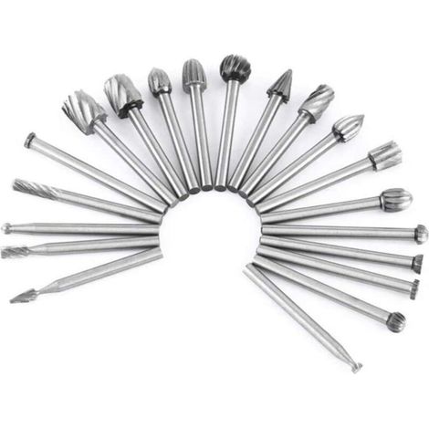 Fräser-Set, 20 Stück, Wolframstahl HSS, Holzfräser mit 3 mm Schaft (1/8") für Rotationswerkzeuge, geeignet für Heimwerkerarbeiten wie Holzbearbeitung, Gravieren und Bohren. (1/4)