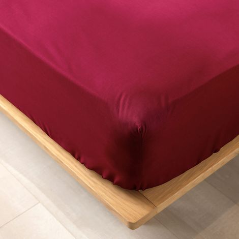 douceur d'intérieur, Lenzuolo con angoli elasticizzati (140 x 190 cm) Biolina Bordeaux, 100% cotone biologico (1/5)