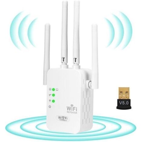 Bardusch-Repetiteur Wifi Puissant Sans Fil Repeteur Amplificateur Répéteur Extender Repeater Repartiteur Relais Mur Épais +Dongle Bluetooth (1/3)