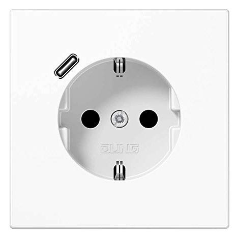 Base enchufe Schuko con cargador USB Jung LS1520-18 CWW serie LS990 Blanco Alpino