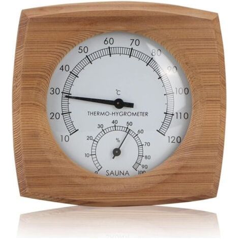 Thermomètre de sauna hygromètre en bois, thermometre hygrometre de sauna pour interieur, Thermomètres de saunas,Saunas Thermomètres numérique pour Saunass, 10 °C à 120 °C, 13x13.5cm (1/4)