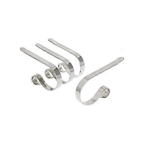 SZTXJ Lot de 4 crochets à chaussettes de Noël, The Mentle Clip, cintre en métal pour cheminée, décorations de fête de Noël - (Argent) (1/4)