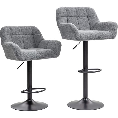 Lot de 2 tabourets de bar réglables rétro gris et noir (1/5)