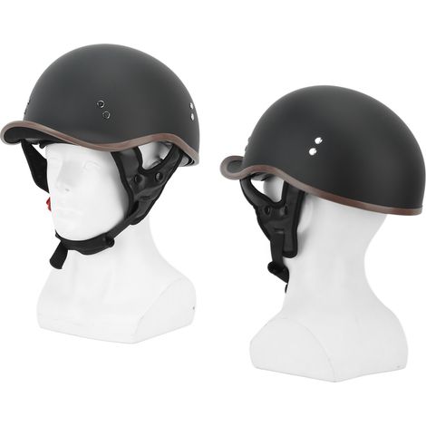 Demi-casque de moto avec visière solaire, en ABS hygroscopique et profilé, pour homme et femme, style Warp Tail, noir mat, taille M (55-57 cm). (1/5)