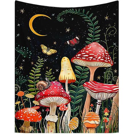 130x150cm Champignons Fantastiques Noir Tte De Crne Tenture Murale Tapisserie Pour La Nature Dcorations Couvre-lit Courverture Pour La Maison Salo (1/5)