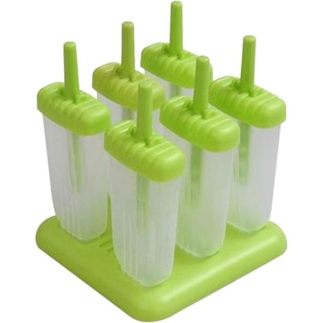 Moule À Glace - 6 Cavités En Silicone Alimentaire - Pour Glaces Maison Et Sucettes Congelées - Avec Couvercle - Lot De 1 (1/5)