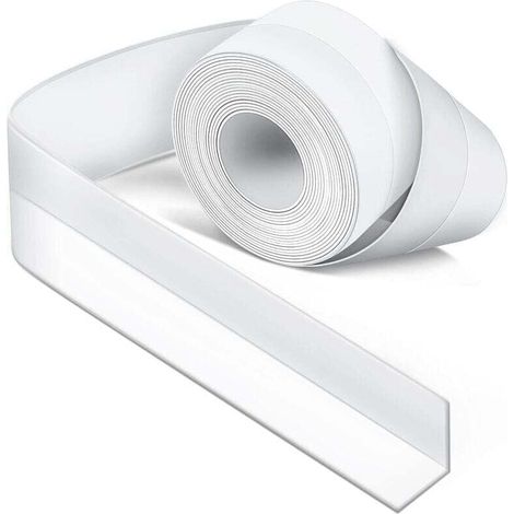 Joint Silicone Blanc Salle de Bain - Joint Salle de Baignoire - Ruban D'étanchéité - Anti-Moisissure et Imperméable - Ruban Adhésif doux Adapté à la Cuisine, les Toilettes, le Coin (1/4)