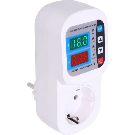 Presa di corrente da 16 A con protezione da sovratensione, display digitale regolabile: stabilizza la tensione e protegge gli elettrodomestici di casa. (1/5)