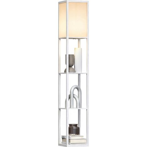 Stehlampe mit Regalen, Stehleuchte, Holz, 26 x 26 x 160 cm, für Wohn-/Schlafzimmer (Ohne Glühbirne) - Ce luminaire de haute qualité allie design élégant et fonctionnalité optimale, parfait pour emb... (1/5)