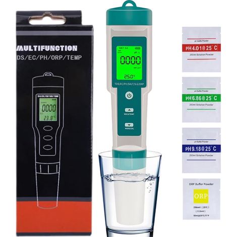 Testeur de Sel Piscine 7 en 1, PH Mètre Électronique Rétro-éclairé à TDS (1/5)