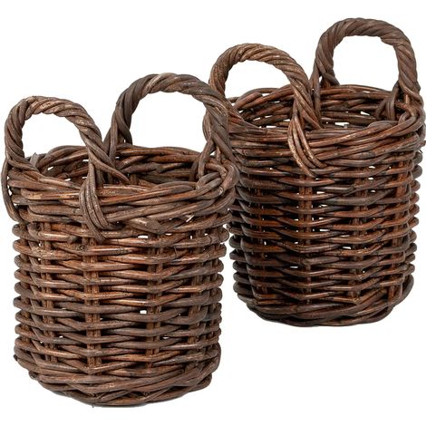 Lot de 2 paniers ronds en rotin BAKUL, marron naturel, environ 20 cm de diamètre (1/5)