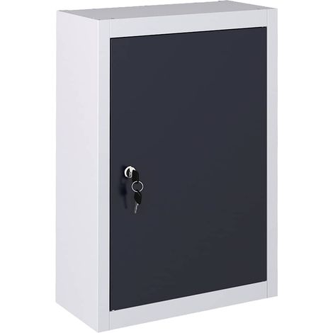 Armoire à outils murale Meuble de Rangement - Style Contemporain Métal Gris et noir BV627311 - BonneVie (1/5)