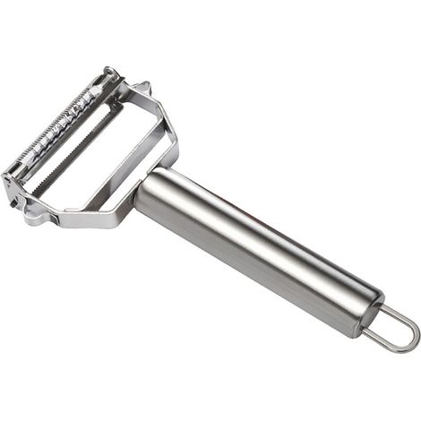 Râpe double tête en acier inoxydable, éplucheur multifonctionnel, éplucheur à pommes de terre, éplucheur à trous, outil pour éplucher les melons (1/5)