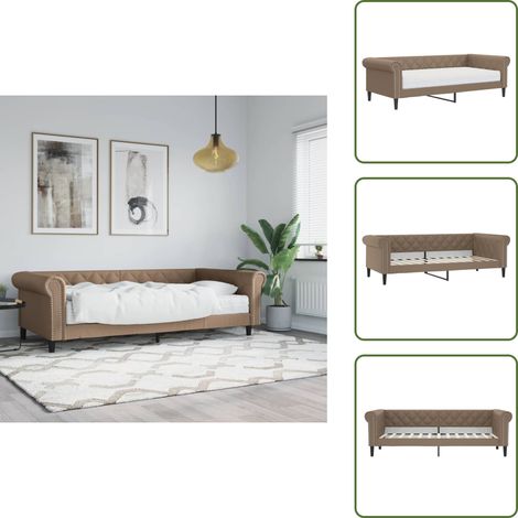 The Living Store Tagesbett mit Matratze Cappuccino 90x200 cm Kunstleder - Couchbett (1/5)