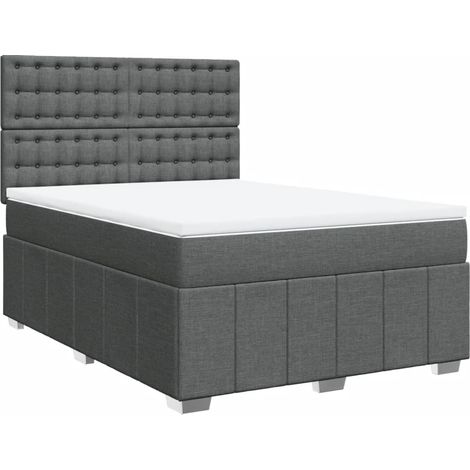 Maison Exclusive - Giroletto a Molle con Materasso Grigio Scuro 140x190 cm Tessuto (1/5)