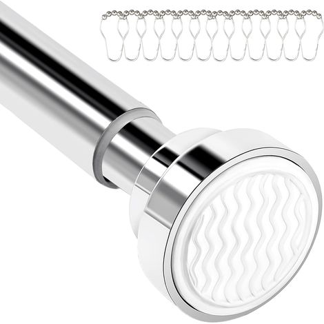 Tringle à rideau de douche (40 55 cm), barre extensible avec anneaux, pour salle de bain, chambre ou porte avec installation facile (1/5)