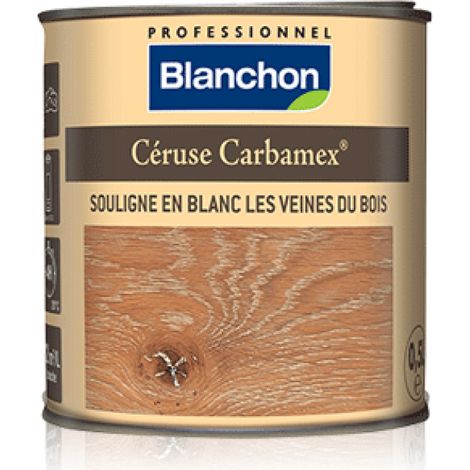 Blanchon – Céruse Carbamex® pour bois veinés – Teinte blanche pour chêne, châtaignier, frêne – Application facile au pinceau ou chiffon – Pot 0,5L