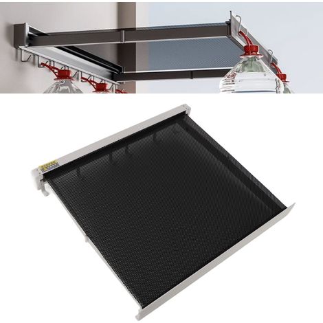 Séchoir mural extensible avec grille ventilée pour patio et salle de bain – Aluminium anodisé, 6 crochets, support 42x37,8cm (16,5x14,9in) (1/5)