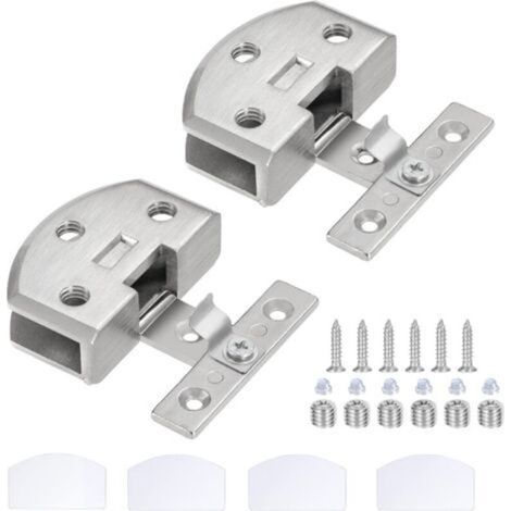 Cerniera per porta in vetro a 90° in lega di zinco – Adatta per vetri da 8-9 mm, finitura argento, confezione da 2