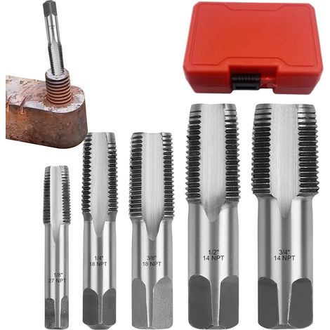Lot de 5 tarauds pour tuyaux sanitaires en acier au carbone Accessoires outils coupe et fournitures construction dans les ateliers bricolage - (1/5)