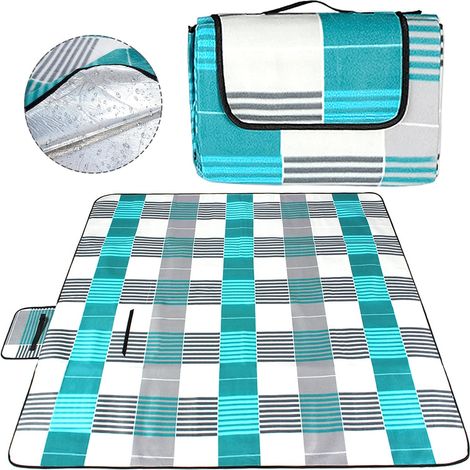 Couverture Tapis de Pique-Nique, Étanche, Pliable, pour Camping, Plage, Jardin, avec Poignée, Couverture pour Pique-Nique avec Envers imperméable 200 x 200 cm (1/5)