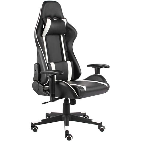 Fauteuil gamer pivotante Chaise de bureau - Fauteuil de jeu Blanc PVC BonneVie-55384 (1/5)