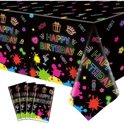 4er Pack Neon Partytischdecken, Einweg-Tischdecke für Schwarzlicht-Partys