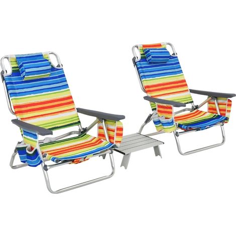 Juego de 3 sillas y mesa de playa ajustables y portátiles