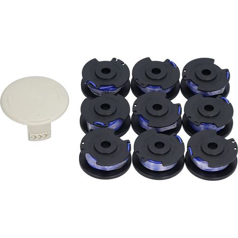 Bobine de Tondeuse, Ligne de Bobine de Tondeuse 9 Pièces avec Pièces de Rechange de Capuchon Adaptées pour Tondeuse à Gazon Ryobi 18/24/40 V (1/5)