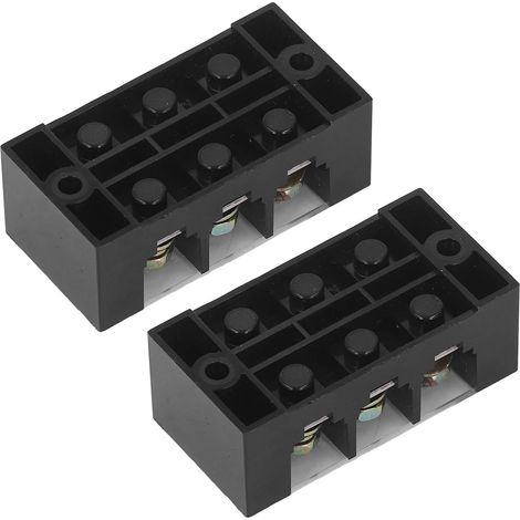 Bloc de bornes à vis double rangée 60A 600V avec capot transparent, pour éclairage de pont et installations électriques, lot de 2 pièces, 3 positions (603) (1/5)
