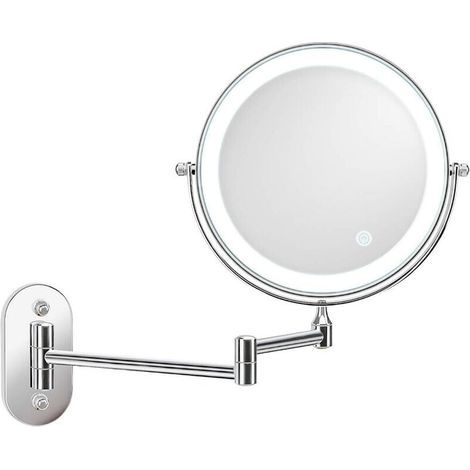 Miroir Grossissant Lumineux Mural x5, Miroir de Maquillage 7 Pouces, Pivotant 360° (1/4)