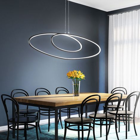 Suspension LED dimmable suspension noir, variateur 3 niveaux via interrupteur mural, 37W 2700lm blanc chaud, DxH 113,5 x 150 cm, Wofi 6617.01.10.9000 (1/4)