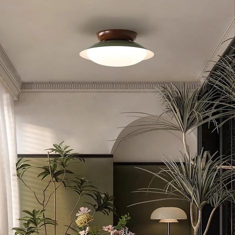 AUTRUCKER Plafonnier semi-encastré, plafonnier LED à intensité variable, style moderne, 220 V, diamètre 25 cm, vert foncé + bordeaux, lumière tricolore (1/5)