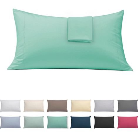 Taies Oreiller 50x75 cm Lot de 2 Coton Polyester Aigue-Marine (1/5)