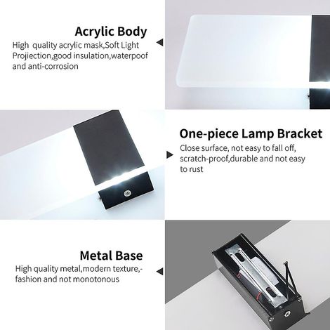 LED-Wandleuchte 12W 29x11cm Wasserdicht Hohe Helligkeit für Schlafzimmer Wohnzimmer