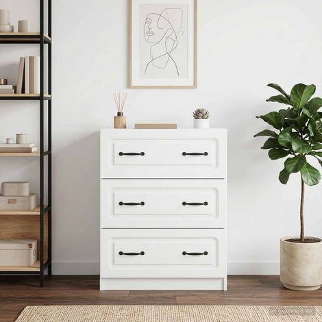 vidaXL Armoire à tiroirs Blanc brillant 66 x 34,5 x 87 cm (1/5)