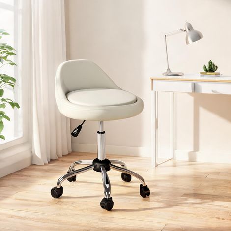 Chaise de bureau coloris blanc en bonded cuir 35 x 35 x 83 cm (1/5)