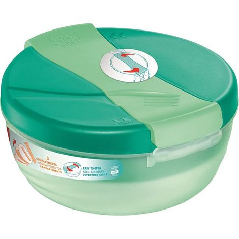 Grand bol déjeuner - Boîte à déjeuner - Lunch box - Bento - 3 compartiments - Vert (1/5)